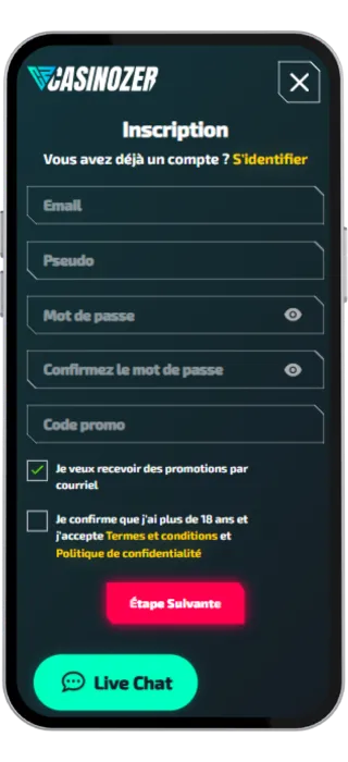 Casinozer - How To Register