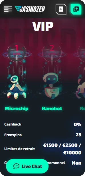 Casinozer - VIP screen
